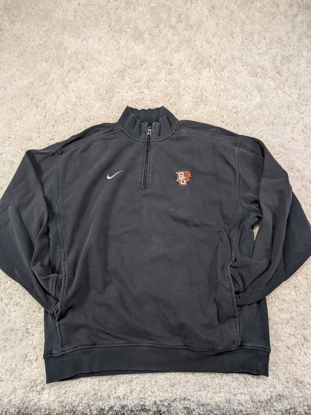 Nike Black Quarter-Zip Pullover with Orange BG Logo